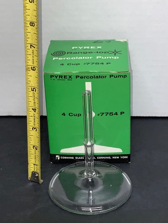 Pyrex NEW OLD STOCK Percolator Pump Range-top 4 Cup #7754 P Glass Corning - Picture 3 of 5